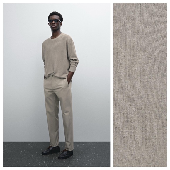 NWOT. Massimo Dutti Linen Lightweight Knitted Long-Sleeved Top. Size L.